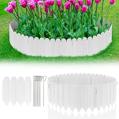 HIKUIBU 8.6" H Garden Edging Border, 15PCS Garden Landscape Edging Borders, 11ft Length Plastic Landscaping Edging with Stakes, Interlocking Garden Border Lawn Edging for Flower Bed Landscaping Patio