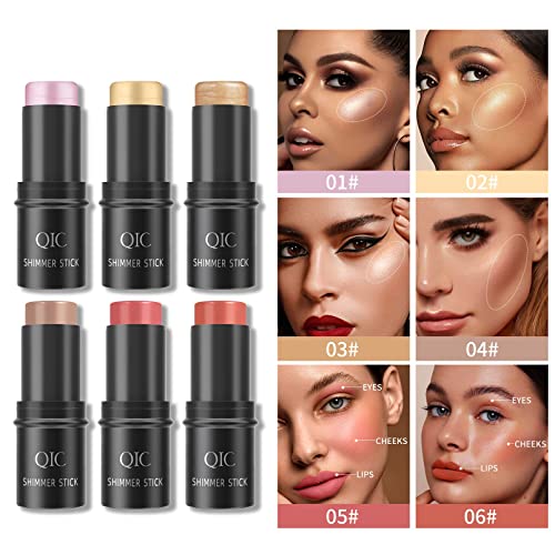 Joyeee Contour Highlighter Sticks Set, Multi-Use Facial Concealer Shadow Pen Blusher, Full Coverage, Waterproof, Longwear, Professional Body Face Makeup Shaping Stick For Balance Skin Tones, 6Pcs #TOP5