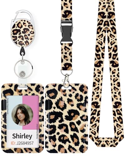 Uniclife Modische Sliding Ausweishülle Hunde Kunststoffkoffer mit einziehbaren Badge Reel Karabiner Clip & abnehmbare Lanyard Strap geprägte vertikale Karte Schutz für Frauen Krankenschwester, Gelb