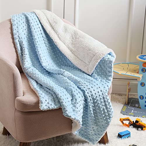 Image of CREVENT Cozy Soft Warm Sherpa Baby Blanket for Infant Toddler's Crib Cot Stroller Gifts for Baby Boys All Season Use (30 inchX40 inch Blue dot)