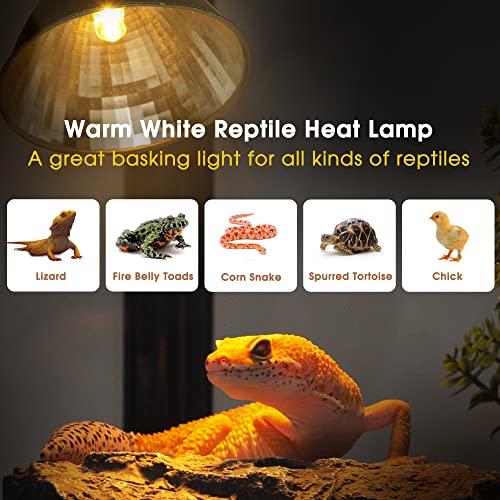 Image of Reptile Heat Lamp, Briignite UVA Basking Light for Reptiles 50W, G9 Halogen Heat Bulb & Dome Reptile Light Fixture, Aluminum Reflector, Dimmable Heat Lamp for Chicken Turtle Snake Gecko Lizard, 2 Pack