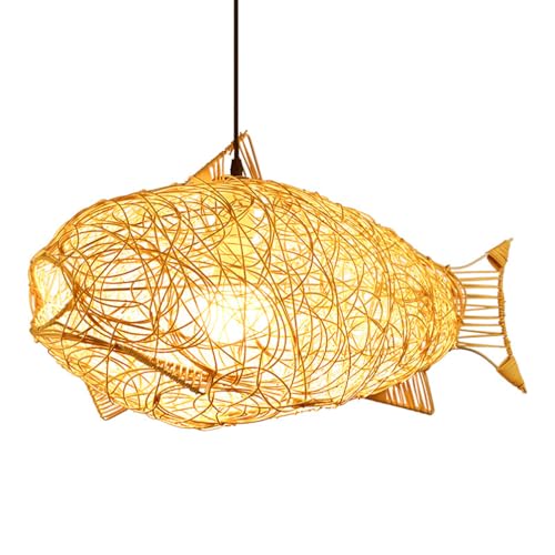 Suspension industrielle poisson en rotin pour l'ambiance d'un restaurant