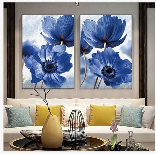Affiches de fleurs bleues pour salon moderne et décoration murale nordique KEBIA