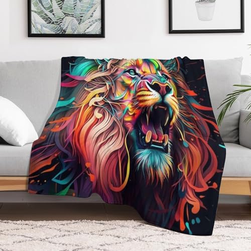Couverture chaude lion flannel pour soirées cocooning