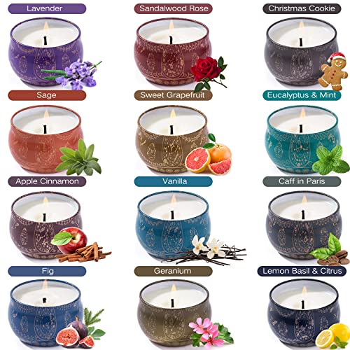 Scented Candles Gifts For Women, 12 Pack Soy Wax Candles For Home Scented Candles Bulk, Aromatherapy Candles Gift Basket For Women Her Mom Sister Best Friend Unique Gifts Happy Birthday #TOP1