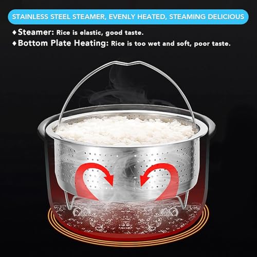 Image of SAMEZONE Stainless Steel Steamer Basket with Handle & Raised Legs - Multi-Purpose Food Steaming Basket for Instant Pot, Vegetables, Dumplings, Seafood & Fruits