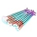 ARALOR Mermaid Makeup Brushes Set 11pcs 2018 NEW Mermaid Plastic Handle High Density Soft Nylon Bristles Eyebrow Eyeliner Eyeshadow Bottom Blush Brushes