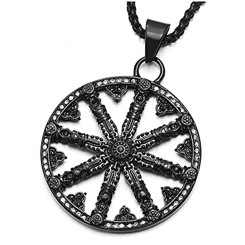 COOLSTEELANDBEYOND Große Schwarz Dharma Chakra Rad der Lehre...