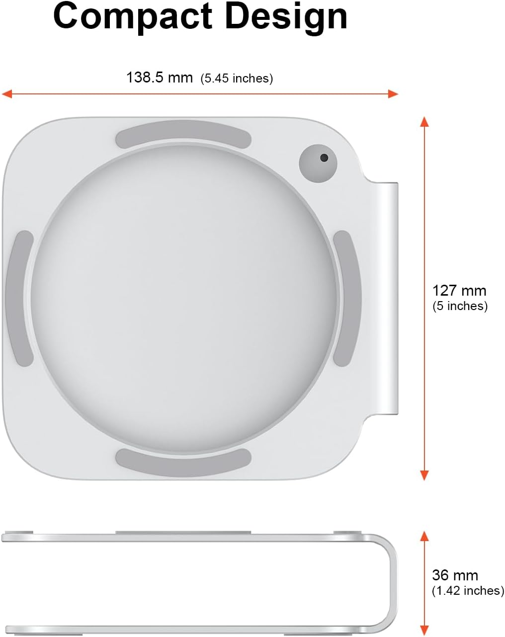 Qwiizlab Aluminum Stand for 2024 Mac mini M4/M4 Pro, Convenient Acess to Power Button, Anti-Scratch, Anti-Slip, Avoid Overheating, Durable and Sturdy Design (Silver)