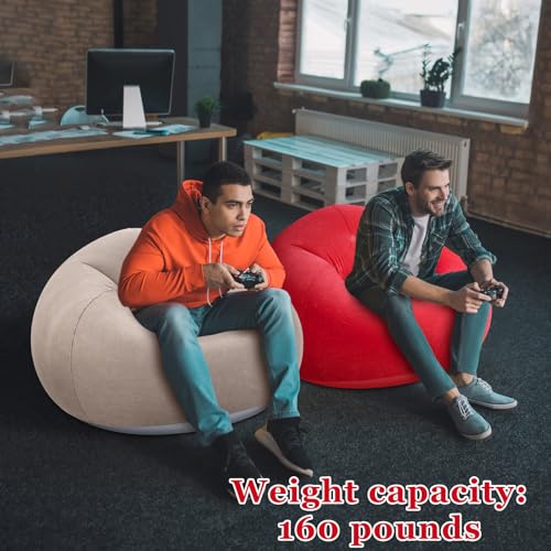 Image of Realspring Inflatable Bean Bag Chairs Outdoor Blow up Camping Chairs Inflatable Lazy Sofa Folding Portable Bean Bag Loungers Couch for Movie Night(Coffee,Blue,Red,6 Pcs)