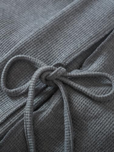 Latuza Men's Waffle Knit Hooded Robe Lightweight Bathrobe3