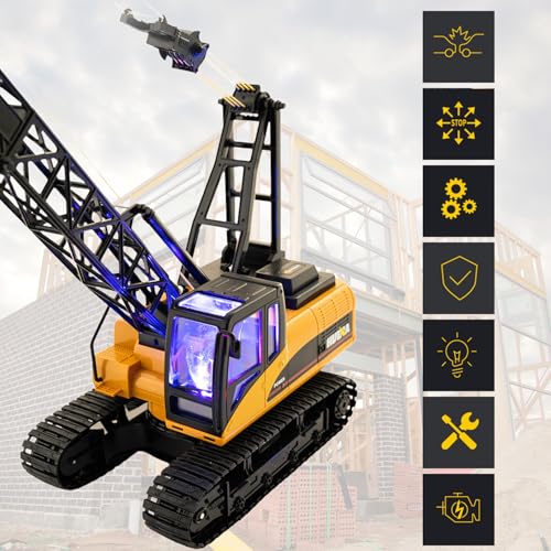 Ailejia Remote Control Truck Crawler Tower Crane Toy for Boys, 1/14 RC Truck Crane Construction Toy Tractor Digging Engineering Toy Construction Vehicle with Lights Sounds for Boys & Girls by Ailejia - Image 4