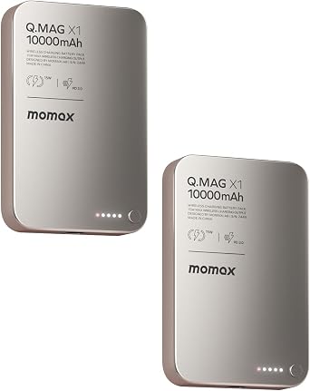 MOMAX 2 Pack Q.MAG Magnetic Power Bank, 0.5" Slim Slim Power Bank Fast Charging, 10000mAh for Magsafe Portable Charger for iPhone Air Battery Pack/17/Pro/Max/16/15/14/13/12 No Lightning