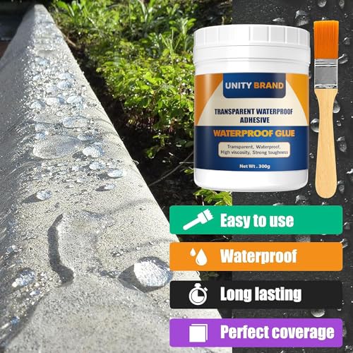 Image of UB Unity Brand Transparent Waterproof Glue for Leakage, Epoxy Resin for Flooring, Crack Seal Agent Waterproofing for Roof Leakage Solution Indoor Outdoor Waterproof Adhesive Sealan (300 GM Glue.)