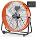 VEVOR Trommelventilator, 24 Zoll Bodenventilator, Industrieventilator mit 3 Gänge, 8600 CFM, 360° verstellbarer, Windmaschine, Hallenlüfter Trommelgebläse für Lager, Werkstatt, Fabrik, Keller