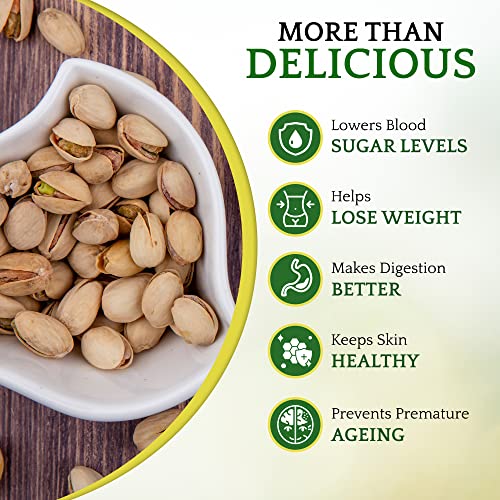 Sunbest Natural - Turkish Salted Roasted Pistachios, Roasted Non Gmo Snacks For Parties, Kosher Vegan Snack For Topping Or Baking, With Carbohydrates, Fats, & Protein, Stores Up To 16 Months, 5 Lbs #TOP4