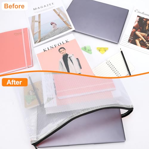 Image of 24pcs Mesh Zipper Pouch, Puzzle Storage Bags, A3 17x12 Inches Large Reusable Zipper Pouches for for Classroom Office Supplies Organizing, Extra Large Zipper Bags, Board Game Storage