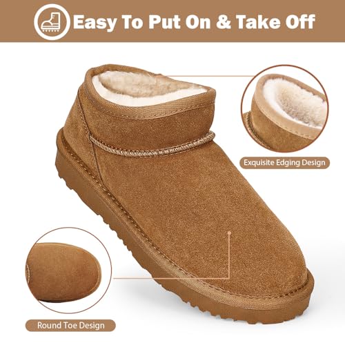 Platform Mini Winter Boots for Women Slip On Winter Boots Warm Water Resistant Ultra Mini Ankle Boots Memory Foam Womens Boots Winter Warm Faux Fur Lining Booties2