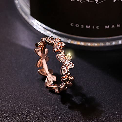 FUTIMELY Butterfly Rings for Women Dainty Crystal Butterfly Finger Ring Silver Rose Gold Adjustable Charm Knuckle Ring3