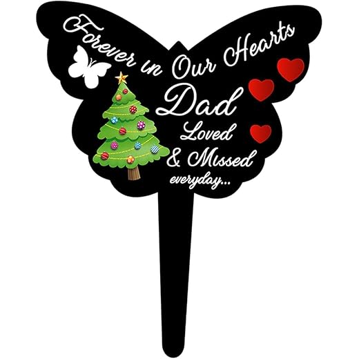 THE STYLE SUTRA Cemetery Grave Sign Patio Acrylic Sympathy Memorial Remembrance Plaque Stake with Christmas Tree