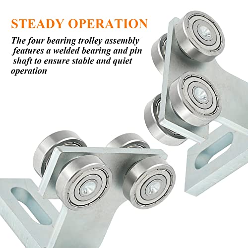 2Pcs 4 Wheel Trolley Assembly Electric Hoist Installation Roller Trolley T Type Four Bearing Roller Strut Channel Trolley Hardware For Beam Hoist 1-5/8In Wide And All 1-5/8In Or Taller Channel Strut #TOP2