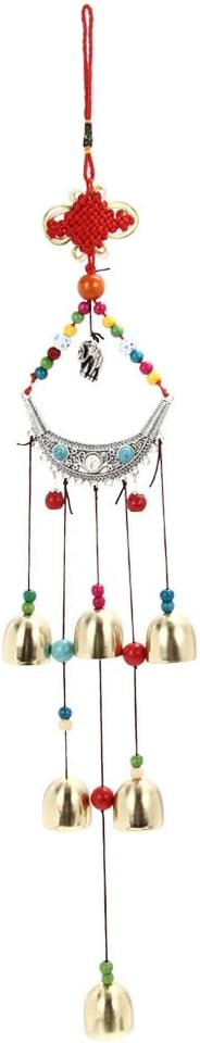 6 Bells Copper Lucky Elephant Wind Chimes Outdoor Living Yard Garden Decor Gifts