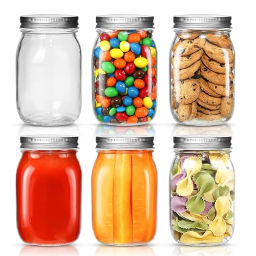 6 Stück Einmachgläser 500ml Marmeladengläser Mason Jar Gläser mit Deckeln Luftdichte Einweckgläser Glas Dosen Gläser für Konservieren Eingelegtes Marmelade Honig Joghurt Nüsse Süßigkeiten