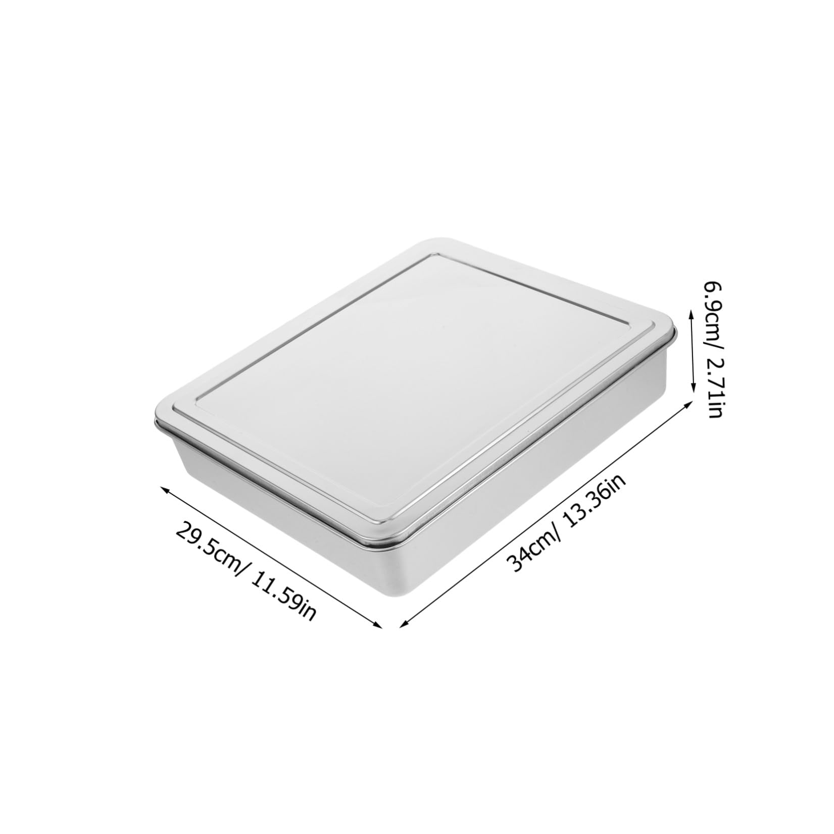 Abaodam Molde para Pasteles con Tapa Plata Bandeja para Hornear para Horno Rectangular, Acero Inoxidable Antiadherente, Capacidad Óptima, para Pasteles, Lasaña y Brownie, Uso en