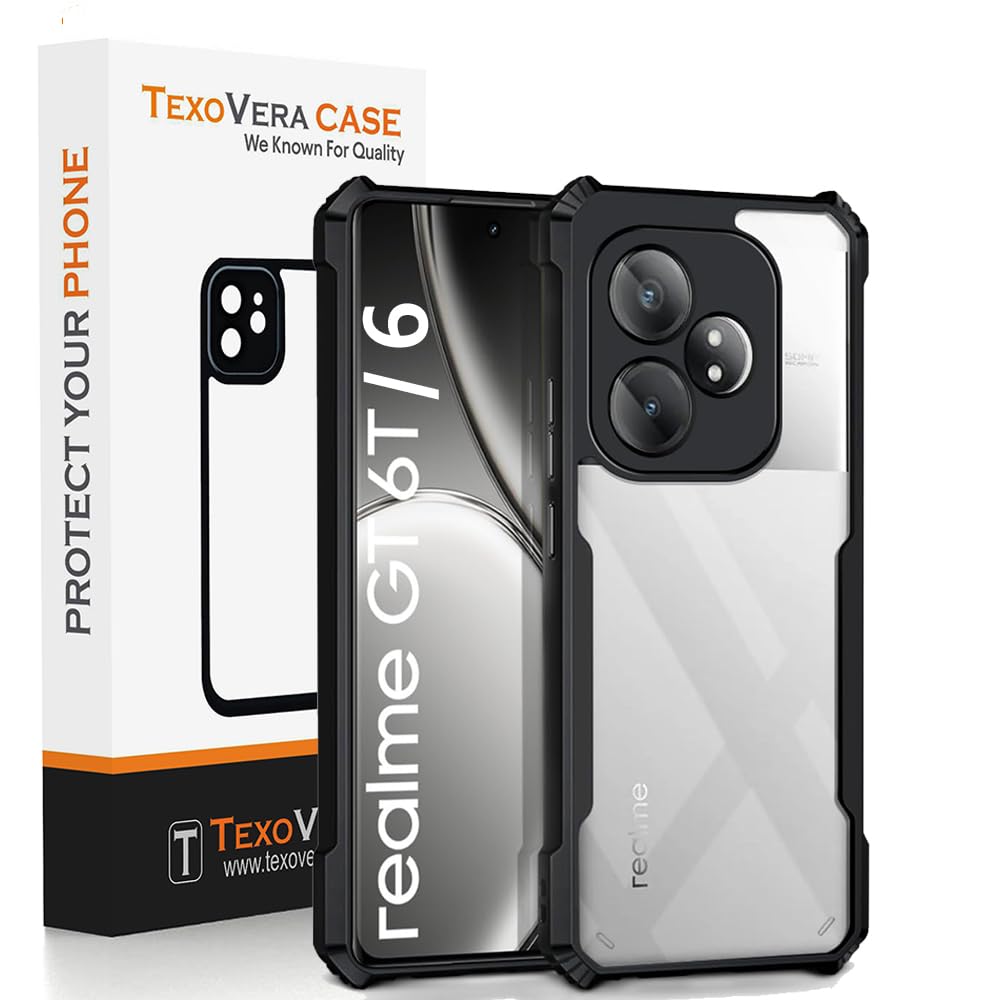 See full amazon price history chart for TexoVera Shockproof Crystal Clear Back Cover Case for Realme GT 6 / GT 6T 5G | 360 Degree Protection | Protective Design | Transparent Back Cover for Realme GT 6T 5G (PC & TPU, Black Bumper) TexoVera Shockproof Crystal Clear Back Cover Case for Realme GT 6 / GT 6T 5G | 360 Degree Protection | Protective Design | Transparent Back Cover for Realme GT 6T 5G (PC & TPU, Black Bumper) (B0D86WCS96) Amazon Price History, Amazon Price Tracker