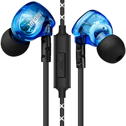 in-Ear Sports Earphone Sweat-Proof, DLAND Metal Audiophile Level Wired Noise-isolating 3.5mm Plug Earbuds Headphone Earphone with Mic for Running/Exercising(Blue)