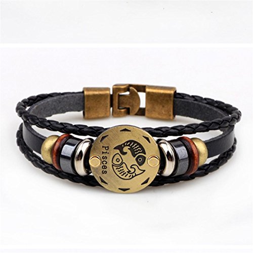 Preisvergleich Produktbild Moonuy Frauen Armbänder 12 Konstellationen Armband Modeschmuck Männer Lederarmband Persönlichkeit Armband schöne Tier Zubehör Für Frauen (H)