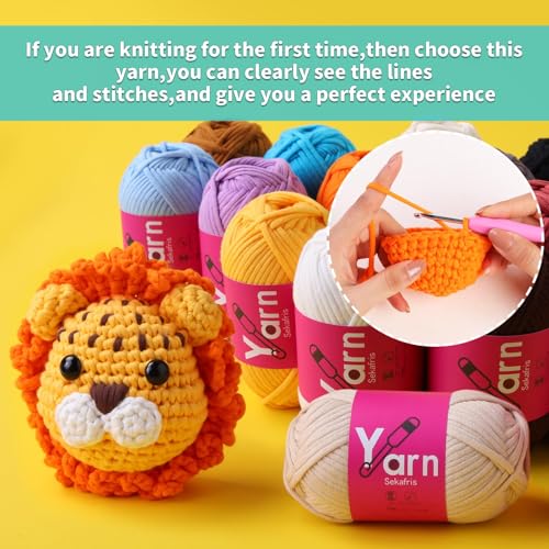 Image of Crochet Yarn 150g /163.5yds Cotton Yarn for Crocheting - Crochet Knitting Yarns for Beginners with Easy-to-See Stitches - Yarn for Crocheting - Parfait Chunky Yarns -Cotton-Nylon Blend (A9)