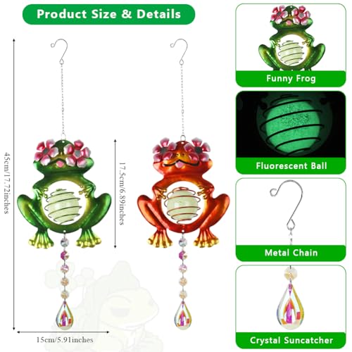 38% Off Hand-Painted Metal Frog Sun Catchers 2-Pack - Image 4