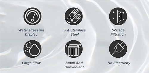 Miniatura 3 de Filtro de agua de acero inoxidable para fregadero, sistema de filtro de agua de ultrafiltración de 0.01 m, reduce PFAS, PFOAPFOS, fluoruro, cloro,