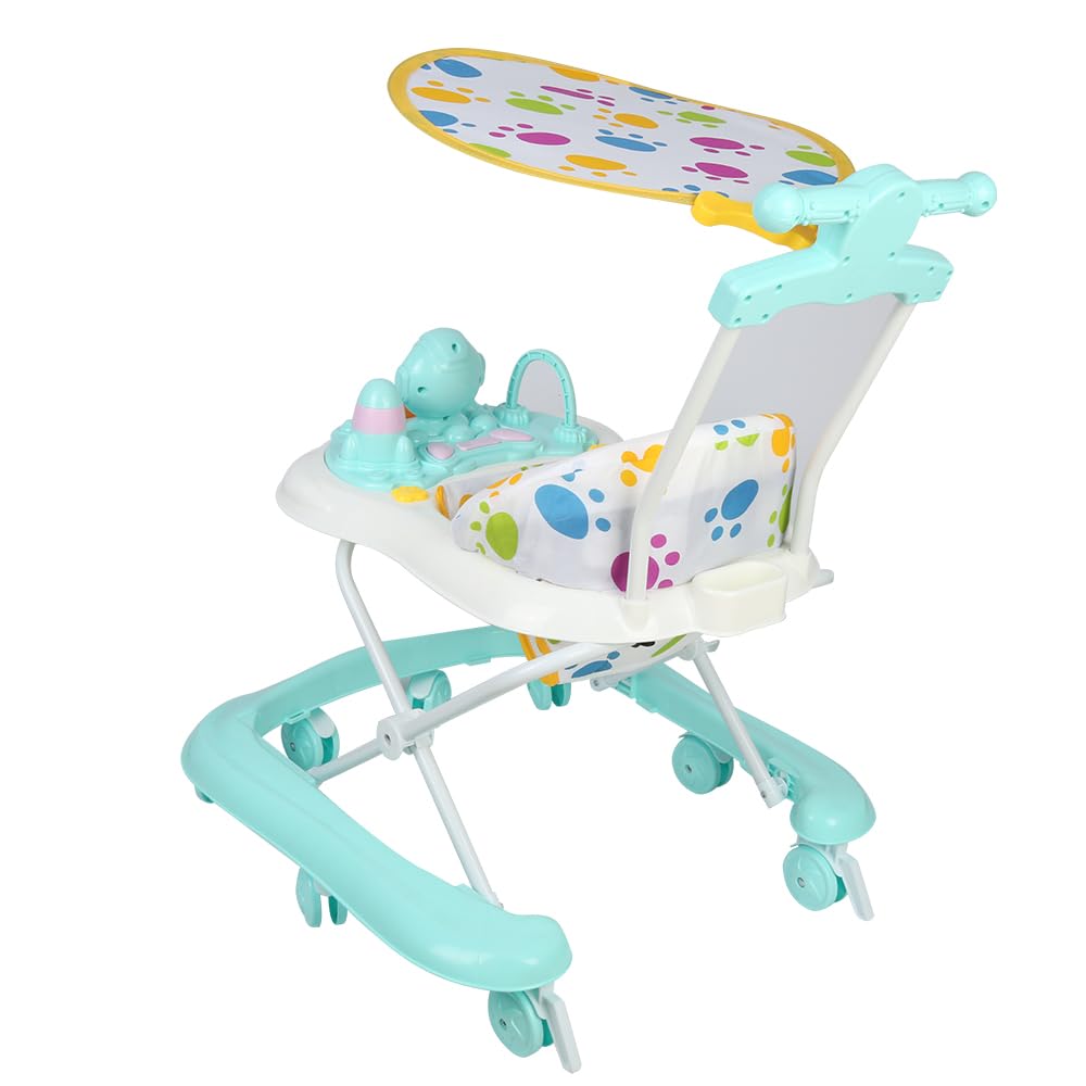 Girarrosto con set da gioco-girello Bebe Walking pieghevole, da 6 a 18 mesi, ideale come aiuto per camminare per i primi passi del vostro bambino, verde (62 x 68 x 36-81 cm)