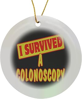 3dRose, I Survived A Colonoscopy Survial Pride and Humor Design, Circle Porcelain Ornament