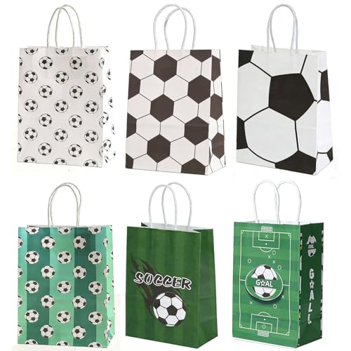 Sacs cadeaux en papier football HANDMD : lot de 24 avec poignées pour équipe