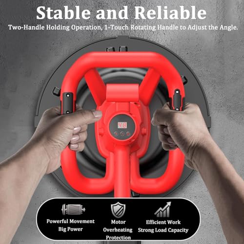 Electric Handheld Drywall Sander with LCD Display, 9 Adjustable Speeds 80-200RPM for Smoothing Concrete Cement Mortar Walls, Includes 2 Batteries - Image 3