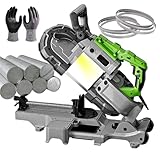 【Sega A Nastro Portatile Da 1100 W】: il motore in rame puro da 1100 W fornisce una velocità della lama di 0,8-2,4 m/s per un'efficienza di taglio a freddo, fornendo un taglio rapido e regolare senza scintille e sbavature. La base in lega di acciaio rimovibile garantisce stabilità durante i lavori pesanti