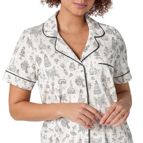 Image of Bed Head PJs Womens Matching Pajamas - Soft Organic Short Sleeve Button Down PJ Shirt & Shorts Set - Sleepwear & Loungewear
