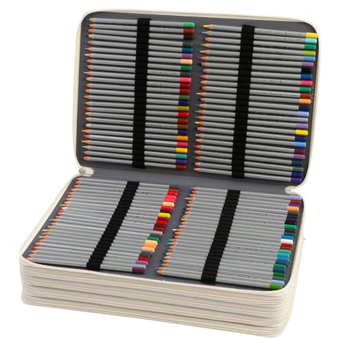 Image of 500 Individual-Slot Colored Pencil Organizer with Zipper - Durable Fabric Art Storage Bag for Painters and Artists