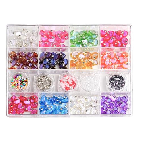 Breloque cœur pour ongles en résine à dos plat strass brillants