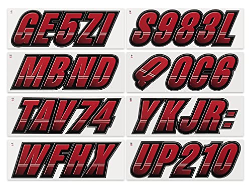 Image of STIFFIE Techtron Burgundy /Black 3 inch Boat & PWC Registration Decals • Numbers Letters Stickers