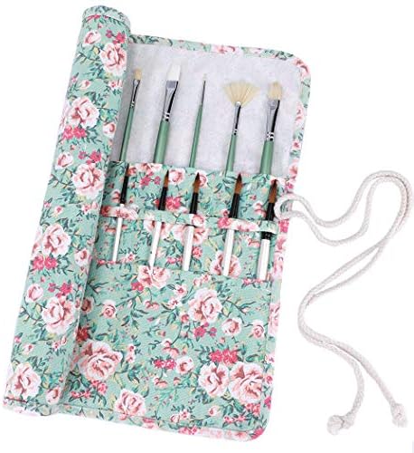 Amoyie Roll-up Paint Brush Holders for Acrylic Oil Watercolor Gouache Art Paint Brush, Large Capacity Brush Carrier Pouch 20 Holes, Purple Stripes