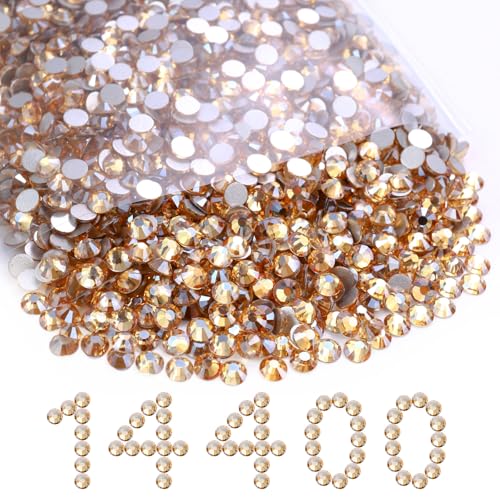 Image of Flatback Rhinestones Bulk, 14400PCS Gold Shadow Rhinestones for Clothes DIY Decoration Crafts, Gold Shadow, SS16, 3.8-4.0mm