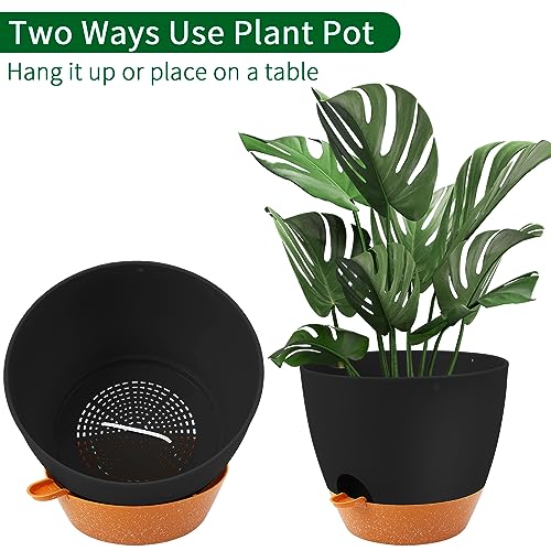 GARDIFE Large Hanging Planter, 12 inch Hanging planters for Indoor. Outdoor Plants, Self Watering Plant Pot, Plant Hanger, Black by GARDIFE - Used condition - Image 5