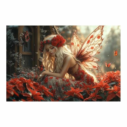 Poster fée ailes rouges vintage décoration murale moderne 70x100