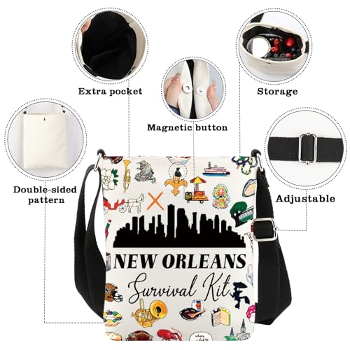 CMNIM New Orleans Gifts New Orleans Louisiana Travel Crossbody Bag New Orleans Survival Kit New Orleans Themed Souvenirs4