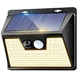 Solar Lights Outdoor 1 Pack, 140LED/3 Modes Motion Sensor Lights Solar Powered, Wireless IP65 Waterproof Solar Lights Outside Bright for Deck Steps Fence Patio Front Door Pathway, Warm White
