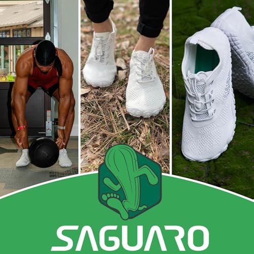Miniatura 2 de Saguaro Hombre Mujer Minimalistas Zapatillas De Trail Running Ligeras Y Respirable Zapatos Descalzos Gym Playa Calzado De Deportes Acuaticos Para Correr Senderismo, Blanco, 42 Eu